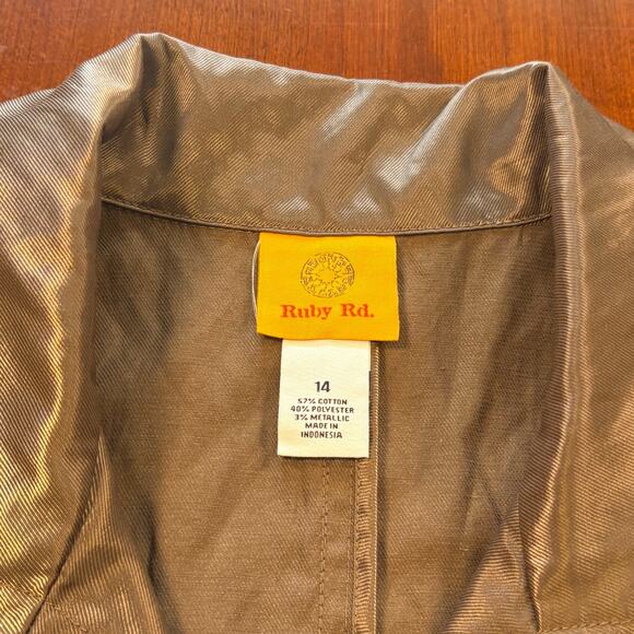 Ruby Rd. Brown Metallic Jacket Size 14 - Picture 2 of 5